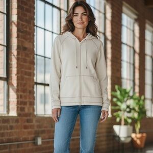 Kristen Blake Women's Cream Hooded Fleece Jacket woman’s XL